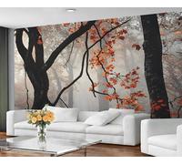 YXQAIED Papier peint mural motif forêt d'automne pour chambre à coucher - 350 x 256 cm - Jungle naturelle - Décoration d'intérieur - Ne se décolle pas et ne colle pas