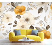 YXQAIED Papier peint - Papier peint à fleurs violettes et décoration d'intérieur, papier peint floral minimaliste pour chambre à coucher, papier peint de style européen pour salon, non autocollant