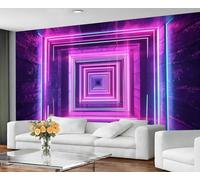 YXQAIED Papier peint - Papier peint géométrique néon et décoration d'intérieur, tunnel spatial, papier peint pour chambre à coucher, papier peint illusions visuelles pour salon, non autocollant