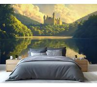 YXQAIED Papier peint - Papier peint mural de forêt, papier peint de chambre à coucher de château, papier peint du milieu du siècle pour salon, non autocollant, grande peinture murale imprimée en 3D