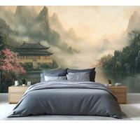 YXQAIED Papier peint - Papier peint mural de montagne pour chambre à coucher, décoration d'intérieur paysage et grande peinture murale, papier peint oriental traditionnel pour salon, non autocollant