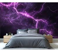 YXQAIED Papier peint - Papier peint mural éclair pour chambre à coucher, décoration d'intérieur violette et grande peinture murale, papier peint paysage de salon, non autocollant - Décoration murale