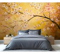 YXQAIED Papier peint - Papier peint mural floral pour chambre à coucher, décoration d'intérieur florale et grande peinture murale, papier peint oriental pour salon, non autocollant - Décoration murale