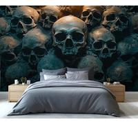 YXQAIED Papier peint - Papier peint mural gothique pour chambre à coucher, motif crâne d'horreur et grande décoration murale, papier peint d'Halloween et salon, non autocollant - Décoration murale