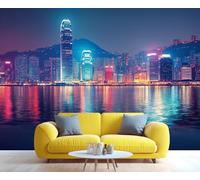 YXQAIED Papier peint - Papier peint mural Manhattan pour chambre à coucher, horizon urbain, décoration d'intérieur, grande décoration murale, ville côtière et salon, non autocollant, décoration murale