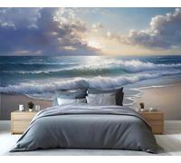YXQAIED Papier peint - Papier peint mural océan pour chambre à coucher, décoration d'intérieur et grande décoration murale, papier peint de salon côtier, non autocollant - Décoration murale