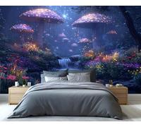 YXQAIED Papier peint - Papier peint photo champignons pour chambre à coucher, décoration d'intérieur de forêt et grande peinture murale, papier peint de salon forêt néon non autocollant, décoration