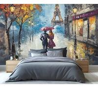 YXQAIED Papier peint Paris Street - Paysage urbain pour salon, chambre à coucher - Décoration d'appartement et de chambre - Ne se décolle pas et ne colle pas