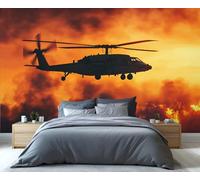 YXQAIED Papier peint personnalisé avion, papier peint personnalisé hélicoptère, papier peint jet de combat pour chambre à coucher, salon, décoration d'intérieur (ne pas décoller et coller), 390 x 260