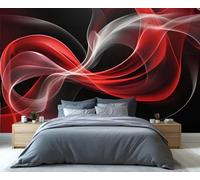 YXQAIED Papier peint photo noir et rouge pour chambre à coucher, décoration d'intérieur rouge et noir, grande peinture murale, lignes abstraites, salon, papier peint non autocollant, décoration murale