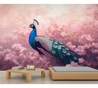 YXQAIED Papier peint photo paon 400 x 280 cm, papier peint photo paysage traditionnel pour chambre à coucher, salon, non autocollant, art mural