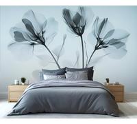 YXQAIED Papier peint photo tulipe noire, papier peint à rayons X pour chambre à coucher, 390 x 260 cm, peinture murale florale colorée pour salon, chambre à coucher, autocollants (ne se décolle pas et