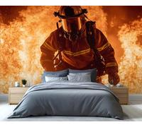 YXQAIED Papier peint pompier, héros du peuple pour chambre à coucher, papier peint flamme, grand papier peint mural 3D et décoration de cuisine (ne se décolle pas et ne colle pas)