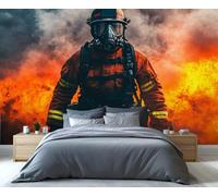 YXQAIED Papier peint pompier, héros du peuple pour chambre à coucher, papier peint flamme, papier peint pour décoration d'appartement et de chambre (ne se décolle pas et ne colle pas)