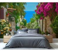 YXQAIED Papier peint rues italiennes, papier peint pour chambre à coucher, papier peint non autocollant pour salon, décoration de chambre, photo 3D de mer bleue, 366 x 254 cm