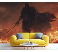 YXQAIED Papier peint Samurai Darkness pour salon, chambre à coucher, guerrier de flamme, non autocollant, grande décoration murale 3D, 200 x 140 cm