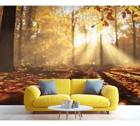 YXQAIED Papier peint Sunny Forest - Papier peint paysage naturel pour salon, coucher de soleil, jungle - Papier peint photo 3D pour décoration de chambre d'adultes (ne se décolle pas et ne colle pas)