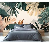 YXQAIED Papier peint tropical, Monstera - Pour salon, chambre à coucher - Aquarelle - Plantes hawaïennes - Papier peint photo 3D pour appartements d'hôtel - 260 x 175 cm - Ne se décolle pas et ne