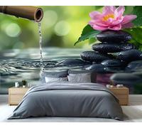 YXQAIED Papier peint zen, papier peint de méditation japonaise pour salon et décoration d'intérieur, papier peint fleur de lotus pour chambre à coucher, impression 3D (ne pas décoller et coller)