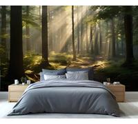 YXQAIED Sunny Forest - Papier peint amovible de forêt rétro, paysage naturel pour salon, chambre d'enfant, décoration murale, 400 x 280 cm