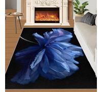 YXQAIED Tapis à motif floral et décoration d'intérieur - Tapis lavable pour entrée, chambre à coucher - Motif dahlia bleu - Antidérapant et doux - 60 x 90 cm - Motif fleurs violettes et décoration de