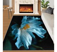 YXQAIED Tapis à motif floral et décoration d'intérieur - Tapis lavable pour entrée, chambre de fille et chambre de fille - 90 x 150 cm - Dahlia bleu