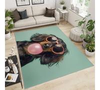 YXQAIED Tapis de chien amusant - 60 x 90 cm - Tapis lavable pour décoration d'intérieur - Motif teckel mignon - Pour salon, chambre à coucher