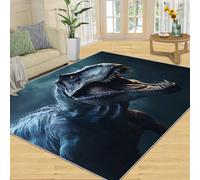 YXQAIED Tapis de dessin animé dinosaure pour chambre de garçon, chambre d'enfant, motif dinosaure mignon, tapis pour salon, forêt primordiale, 60 x 90 cm