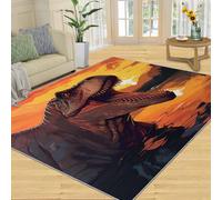 YXQAIED Tapis de dessin animé dinosaure pour chambre de garçon, chambre d'enfant, motif dinosaure mignon, tapis pour salon, forêt primordiale, 140 x 200 cm