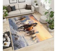 YXQAIED Tapis de salon pour enfants, motif chevaux au galop - 140 x 200 cm - tapis décoratif pour intérieur - style rustique - pour femme et homme - cowboy occidental