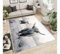 YXQAIED Tapis d'extérieur motif vache grise pour chambre à coucher et enfants, 160 x 230 cm, imprimé animal de la ferme occidentale, tapis de sol d'intérieur rétro pour salon, ferme, bison de prairie