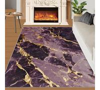 YXQAIED Tapis d'intérieur en marbre doux et antidérapant - Décoration d'intérieur et cadeaux - 90 x 150 cm - Violet neutre - Lavable pour chambre à coucher