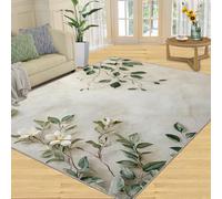 YXQAIED Tapis Effet marbre 140x200cm, Motif Fleurs, Style Nordique Vintage, antidérapant, à Poils Courts, idéal pour Le Salon, la Chambre, Le Bureau ou la pièce à Vivre.