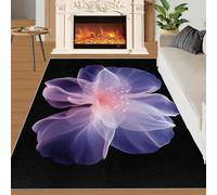 YXQAIED Tapis floral et décoration d'intérieur - Dahlia - Tapis lavable pour entrée, chambre à coucher - Antidérapant et doux - Dahlia violet - 60 x 90 cm