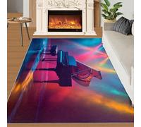YXQAIED Tapis - Image de piano à l'huile - Décoration d'intérieur et cadeaux - 180 x 200 cm - Tapis de scène musicale pour salon, concert coloré abstrait lavable pour chambre à coucher, tapis