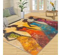 YXQAIED Tapis imprimé 3D africain américain, motif femme africaine, tapis lavable 120 x 180 cm, tapis noir pour salon, chambre à coucher, décoration d'intérieur