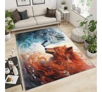 YXQAIED Tapis imprimé loup combattant - Motif loup rouge - 60 x 180 cm - Pour chambre à coucher, salon, décoration d'intérieur