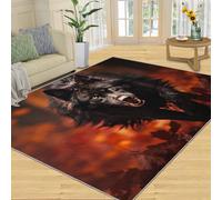 YXQAIED Tapis imprimé loup féroce - Motif loup qui coure - Pour salon, chambre à coucher, forêt rouge - 70 x 140 cm