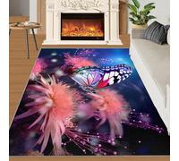 YXQAIED Tapis lavable à motif de papillon coloré pour entrée, chambre de fille et décoration d'intérieur - 60 x 90 cm - Motif floral et décoration d'intérieur - Dahlia rose