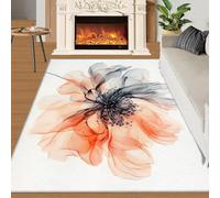 YXQAIED Tapis lavable motif dahlia noir et rouge et décoration d'intérieur - 90 x 150 cm - tapis floral pour entrée, chambre d'enfant - tapis d'intérieur doux et antidérapant - motif floral à rayons X