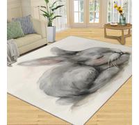 YXQAIED Tapis lavable motif lapin mignon et décoration d'intérieur pour chambre de garçons et filles - 90 x 150 cm - Motif lapin gris