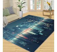 YXQAIED Tapis New York, Tapis Entree Interieur Skyline de Manhattan, Vue Nocturne de la Ville Poils Antidérapant Courts Doux Moquette Paillasson Interieur Entree Un Nettoyage Facile 60 x 90 cm