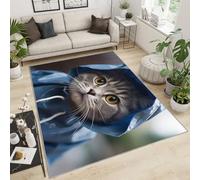 YXQAIED Tapis pour chambre de fille, motif chat de dessin animé, 60 x 90 cm, tapis imprimé chats mignons pour chambre d'enfant, tapis imprimé chat mignon pour chambre à coucher, salon