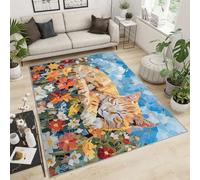 YXQAIED Tapis pour chambre de fille, motif chat de dessin animé, 90 x 120 cm, tapis imprimé chats mignons pour chambre d'enfant, tapis imprimé chat mignon pour chambre à coucher, salon
