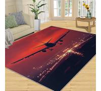 YXQAIED Tapis Salon Avion, Tapis Hélicoptère, Aéroport néon Poils Antidérapant Courts Doux Moquette pour Salon Chambre Bureau pour Un Nettoyage Facile 80 x 150 cm