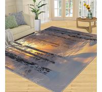 YXQAIED Tapis Salon Forêt, Tapis Hiver, Paysage Naturel Poils Antidérapant Courts Doux Moquette pour Salon Chambre Bureau pour Un Nettoyage Facile 160x230 cm