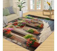 YXQAIED Tapis Salon Italien, Tapis Rue Italienne, Rue Fleurie Poils Antidérapant Courts Doux Moquette pour Salon Chambre Bureau pour Un Nettoyage Facile 160x230 cm