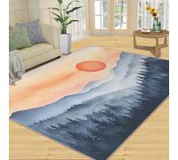 YXQAIED Tapis Salon Montagne, Tapis Forêt, Paysage Poils Antidérapant Courts Doux Moquette pour Salon Chambre Bureau pour Un Nettoyage Facile 100x150 cm
