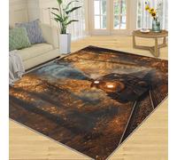 YXQAIED Tapis Train Forêt d’Automne 160x230 cm, Lavable antidérapant à Poils Courts pour Salon, Chambre, Grand Format Paysage