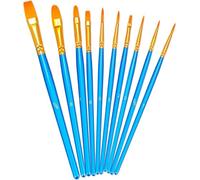 YXQSED 10 Pinceaux Peinture Acrylique,Nylon Art Pinceaux Fin Stylos à Pointe Lisse,Corps du Stylo en Bois Convient pour Les Peintures Acryliques, Aquarelles, Huiles et Gouaches （Ensemble Bleu）